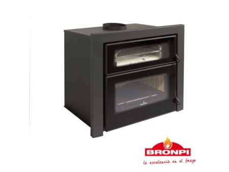 Čuguna kurtuve ar cepeškrāsni Bronpi EVEREST 14kw (ar siltā gaisa ventilatoru)